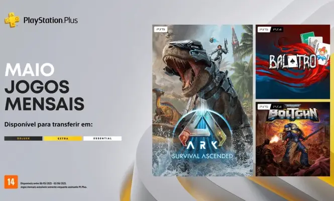 PS Plus de maio 2025: ARK, Balatro e Warhammer 40K são os destaques